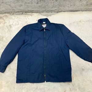 WearGuard‎ Work Jacket Mens L Navy Blue Quilted Lined Zip Up Coat VTG USA